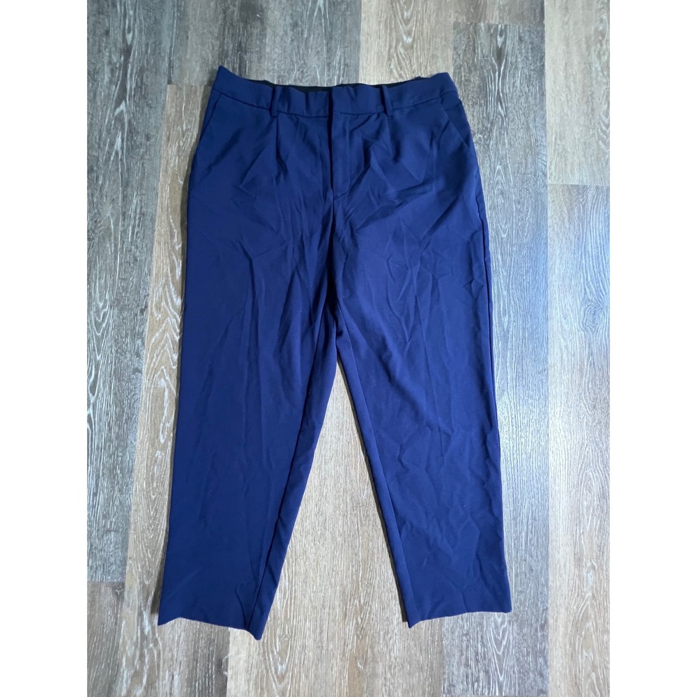 A New Day Dress Pants Womens 12 Navy Blue High Rise Tapered Elastic Back Waist